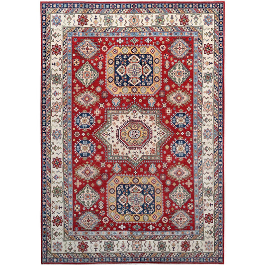 Kazak Wool Hand Knotted Rug Red Ivory 9.0X12.5 -O086799