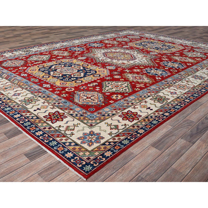 Kazak Wool Hand Knotted Rug Red Ivory 9.0X12.5 -O086799