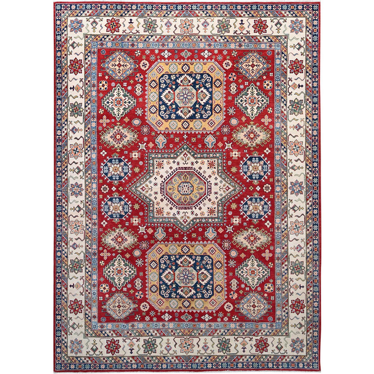 Red 8'11" x 12'4" Kazak Hand knotted Wool Rug - Sku: O086801