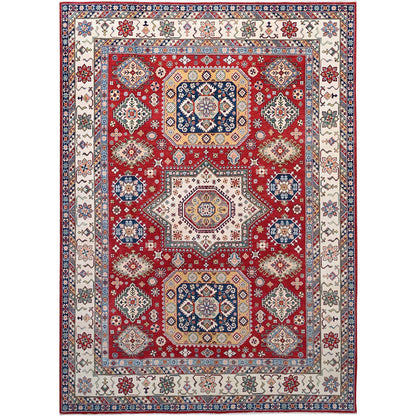 Kazak Wool Hand Knotted Rug Red Ivory 8.11X12.4 -O086801