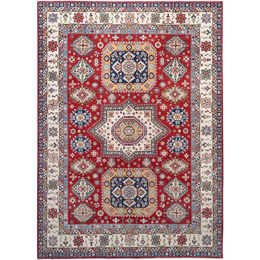 Kazak Wool Hand Knotted Rug Red Ivory 8.11X12.4 -O086801
