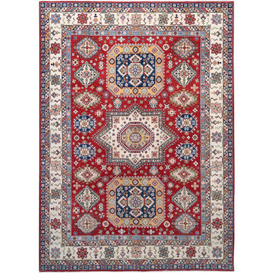 Kazak Wool Hand Knotted Rug Red Ivory 8.11X12.4 -O086801