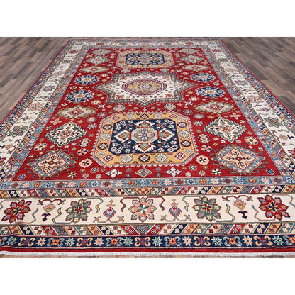 Kazak Wool Hand Knotted Rug Red Ivory 8.11X12.4 -O086801