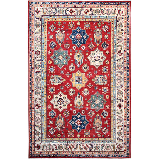 Kazak Wool Hand Knotted Rug Red Ivory 9.11X15.0 -O086803