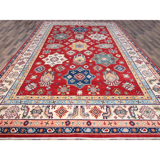 Kazak Wool Hand Knotted Rug Red Ivory 9.11X15.0 -O086803