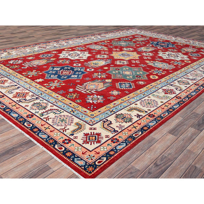 Kazak Wool Hand Knotted Rug Red Ivory 9.11X15.0 -O086803