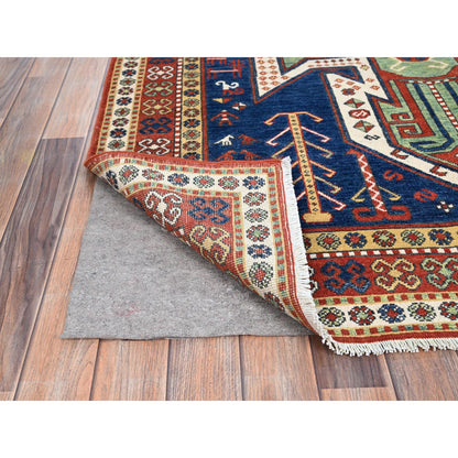 Kazak Wool Hand Knotted Rug Blue Ivory 4.10X6.5 -O086807