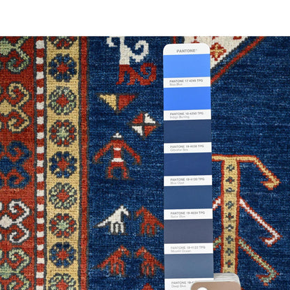 Kazak Wool Hand Knotted Rug Blue Ivory 4.10X6.5 -O086807