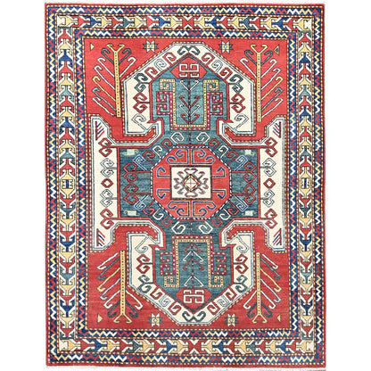 Kazak Wool Hand Knotted Rug Red Red 5.0X6.6 -O086809