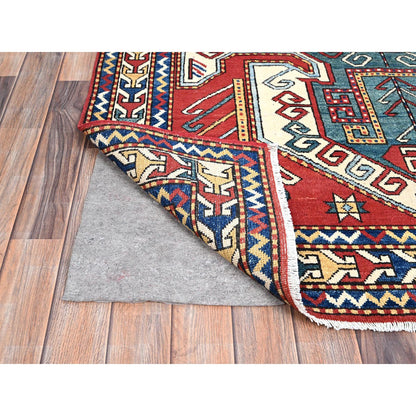 Kazak Wool Hand Knotted Rug Red Red 5.0X6.6 -O086809