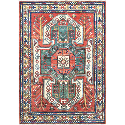 Kazak Wool Hand Knotted Rug Red Ivory 5.1X7.0 -O086810