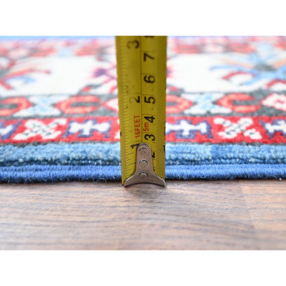 Kazak Wool Hand Knotted Rug Blue Ivory 4.10X6.7 -O086811