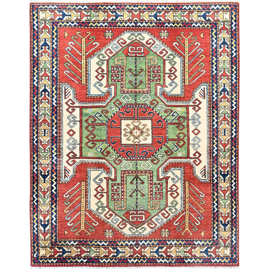 Kazak Wool Hand Knotted Rug Red Ivory 4.11X6.3 -O086812