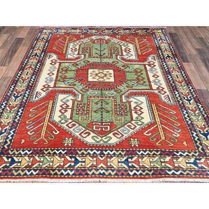 Kazak Wool Hand Knotted Rug Red Ivory 4.11X6.3 -O086812