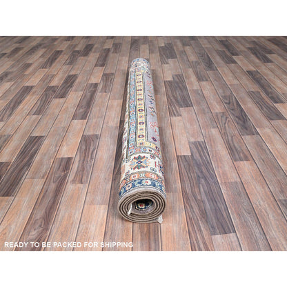 Kazak Wool Hand Knotted Rug Grey Ivory 4.10X6.7 -O086814
