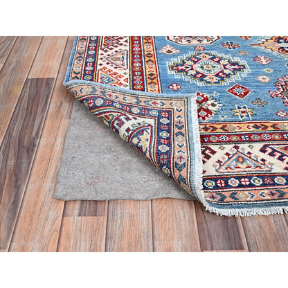 Kazak Wool Hand Knotted Rug Blue Ivory 5.1X6.4 -O086816