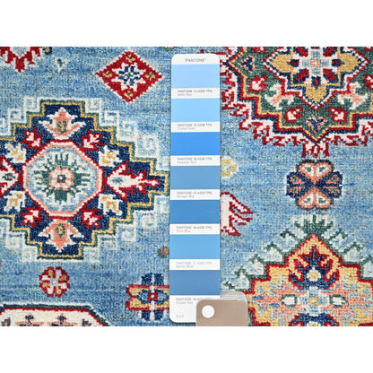 Kazak Wool Hand Knotted Rug Blue Ivory 5.1X6.4 -O086816