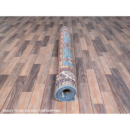 Kazak Wool Hand Knotted Rug Blue Ivory 5.1X6.4 -O086816