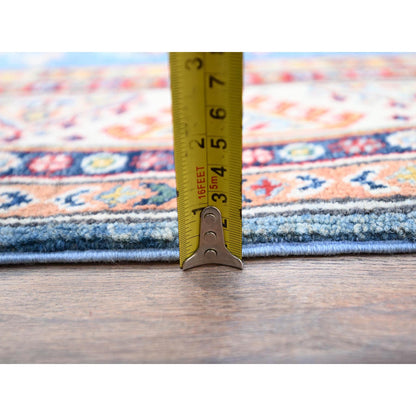 Kazak Wool Hand Knotted Rug Blue Ivory 5.1X6.4 -O086816