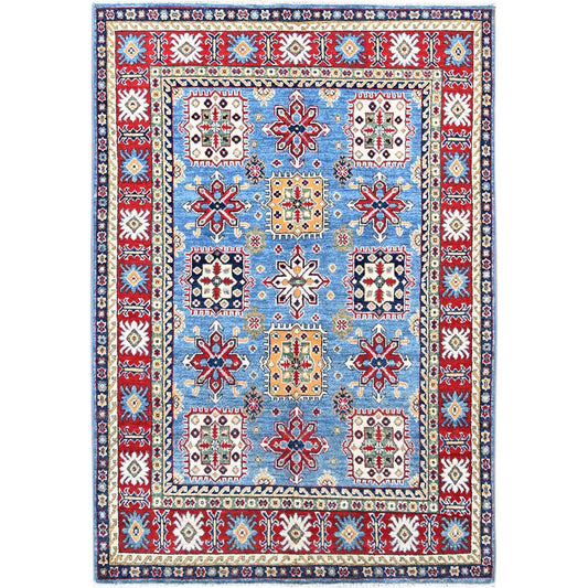 Kazak Wool Hand Knotted Rug Blue Red 4.8X6.10 -O086818