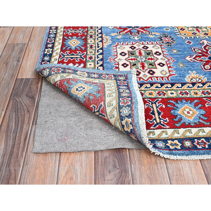 Kazak Wool Hand Knotted Rug Blue Red 4.8X6.10 -O086818
