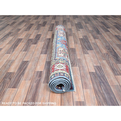 Kazak Wool Hand Knotted Rug Blue Red 4.8X6.10 -O086818