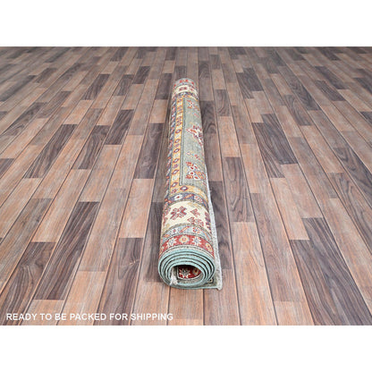 Kazak Wool Hand Knotted Rug Green Ivory 4.11X6.7 -O086819