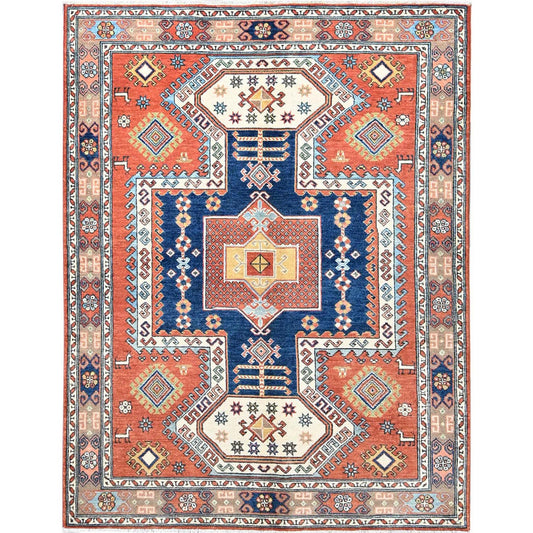 Kazak Wool Hand Knotted Rug Red Brown 5.1X6.6 -O086820