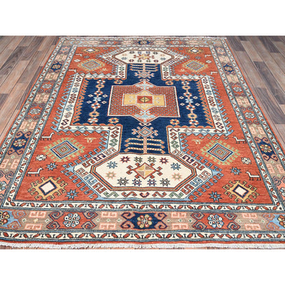 Kazak Wool Hand Knotted Rug Red Brown 5.1X6.6 -O086820