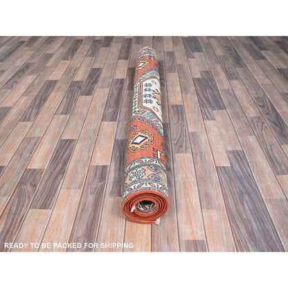 Kazak Wool Hand Knotted Rug Red Brown 5.1X6.6 -O086820