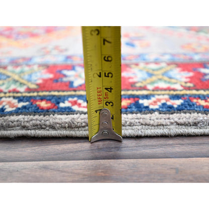 Kazak Wool Hand Knotted Rug Grey Red 2.0X6.5 -O086822