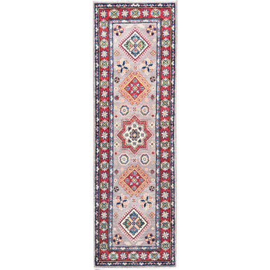 Kazak Wool Hand Knotted Rug Grey Red 2.0X6.3 -O086823