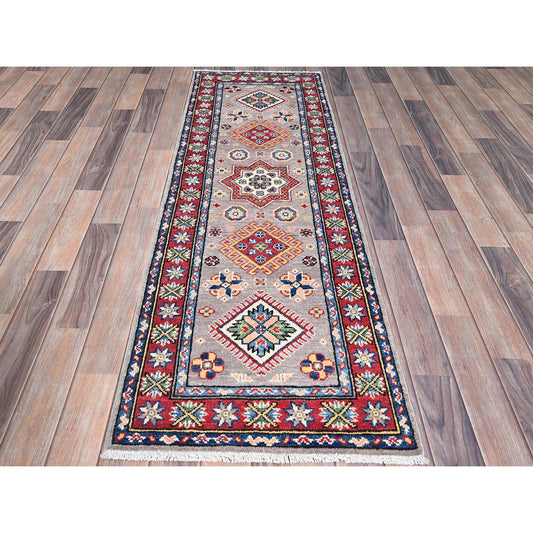 Kazak Wool Hand Knotted Rug Grey Red 2.0X6.3 -O086823