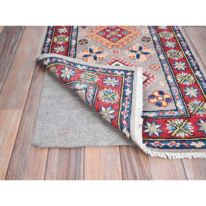 Kazak Wool Hand Knotted Rug Grey Red 2.0X6.3 -O086823