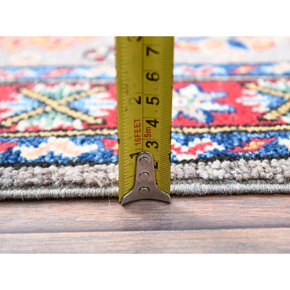 Kazak Wool Hand Knotted Rug Grey Red 2.0X6.3 -O086823