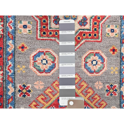 Kazak Wool Hand Knotted Rug Grey Red 2.1X5.10 -O086824