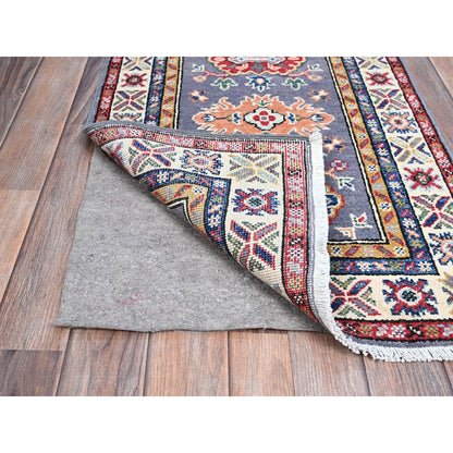 Kazak Wool Hand Knotted Rug Grey Red 2.1X6.4 -O086825