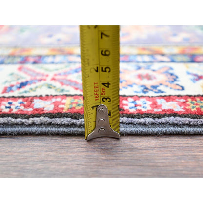 Kazak Wool Hand Knotted Rug Grey Red 2.1X6.4 -O086825