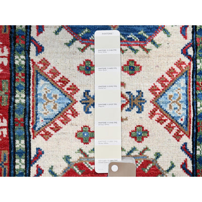 Kazak Wool Hand Knotted Rug Ivory Red 2.1X6.1 -O086827
