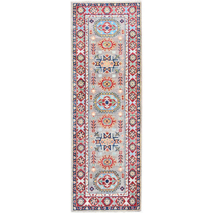 Kazak Wool Hand Knotted Rug Grey Red 2.0X5.10 -O086828