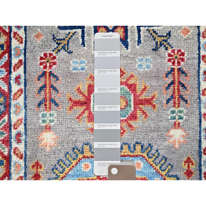 Kazak Wool Hand Knotted Rug Grey Red 2.0X5.10 -O086828