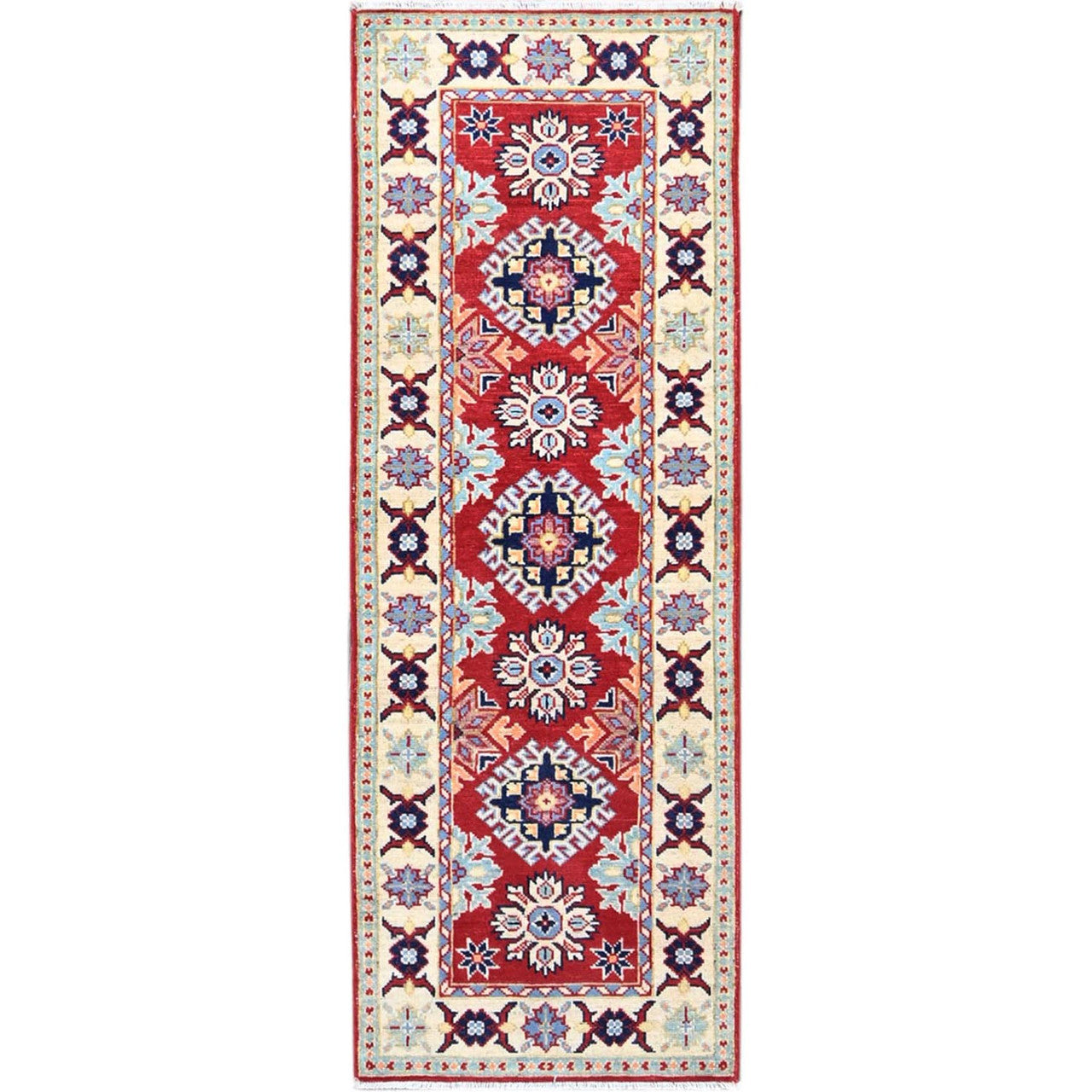 Red 2'1" x 6'0" Kazak Hand knotted Wool Rug - Sku: O086830