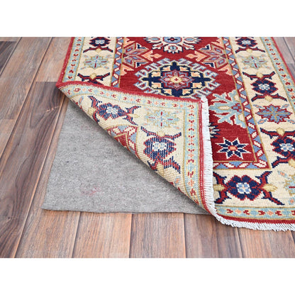 Kazak Wool Hand Knotted Rug Red Ivory 2.1X6.0 -O086830