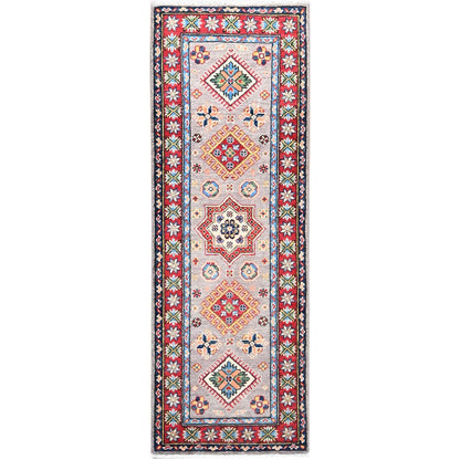 Kazak Wool Hand Knotted Rug Grey Red 2.2X6.0 -O086832