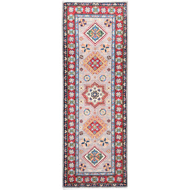 Kazak Wool Hand Knotted Rug Grey Red 2.2X6.0 -O086832