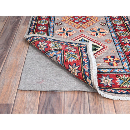 Kazak Wool Hand Knotted Rug Grey Red 2.2X6.0 -O086832