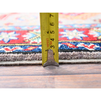 Kazak Wool Hand Knotted Rug Grey Red 2.2X6.0 -O086832