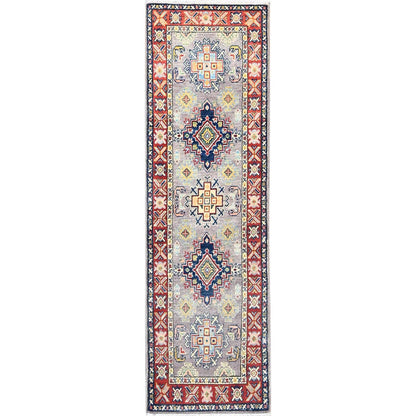 Kazak Wool Hand Knotted Rug Grey Red 1.11X6.6 -O086833