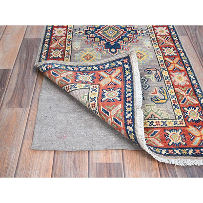 Kazak Wool Hand Knotted Rug Grey Red 1.11X6.6 -O086833