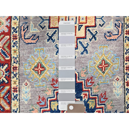 Kazak Wool Hand Knotted Rug Grey Red 1.11X6.6 -O086833
